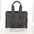 Chloe Woody Tote Bag Nylon Gray Auth BA8836V-24