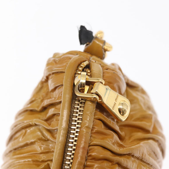 Miu Miu Chain Shoulder Bag Enamel Yellow Gold Auth BA8837