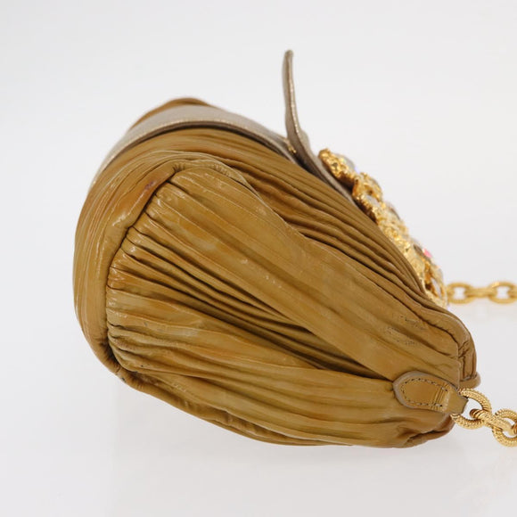 Miu Miu Chain Shoulder Bag Enamel Yellow Gold Auth BA8837