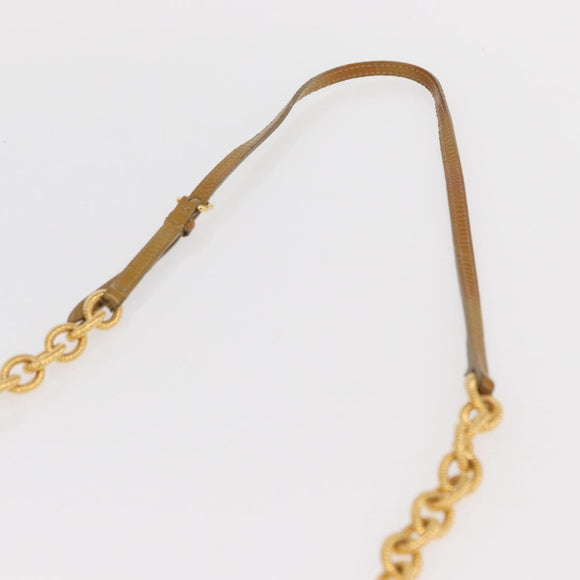 Miu Miu Chain Shoulder Bag Enamel Yellow Gold Auth BA8837