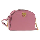 Salvatore Ferragamo Gancini Shoulder Bag Leather Pink Gold Auth BA8838V-1