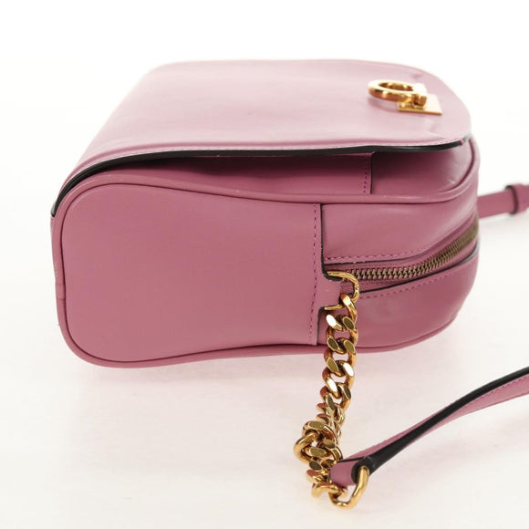 Salvatore Ferragamo Gancini Shoulder Bag Leather Pink Gold Auth BA8838V