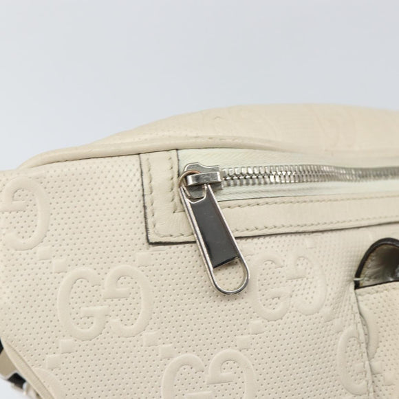 GUCCI GG Supreme Waist bag White Silver 645093 Auth BA8839