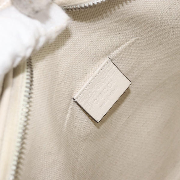 GUCCI GG Supreme Waist bag White Silver 645093 Auth BA8839