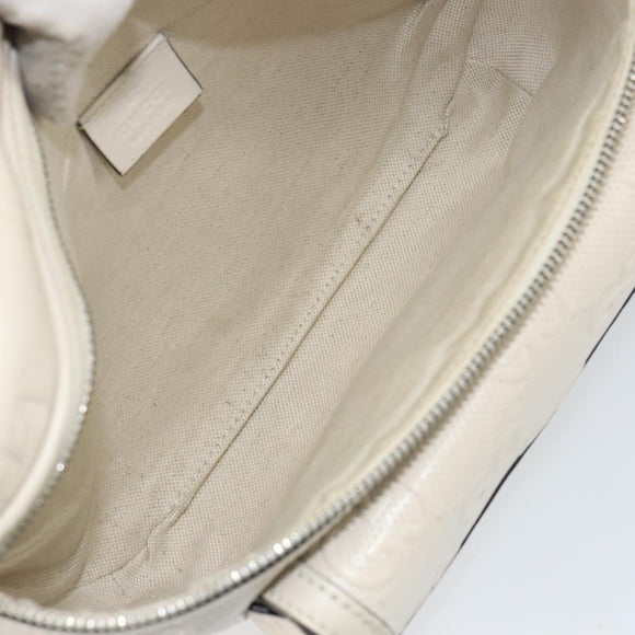 GUCCI GG Supreme Waist bag White Silver 645093 Auth BA8839