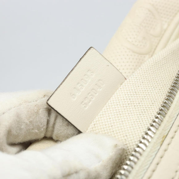 GUCCI GG Supreme Waist bag White Silver 645093 Auth BA8839