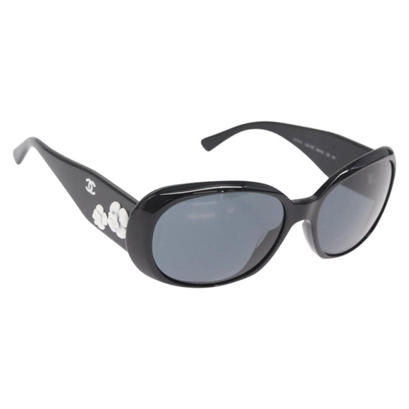 CHANEL Sunglasses plastic Black CC Auth BA8840