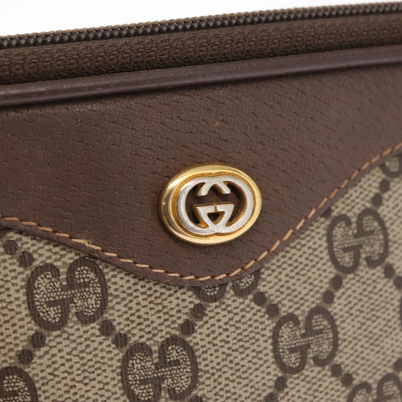 GUCCI GG Supreme Shoulder Bag PVC Beige Gold 97 02 068 Auth BA8850