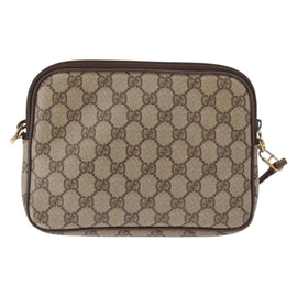 GUCCI GG Supreme Shoulder Bag PVC Beige Gold 97 02 068 Auth BA8850 - 0