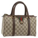 GUCCI GG Supreme Web Sherry Line Boston Bag PVC Beige Gold 40 02 006 Auth BA8851-1