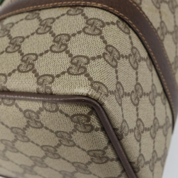 GUCCI GG Supreme Web Sherry Line Boston Bag PVC Beige Gold 40 02 006 Auth BA8851