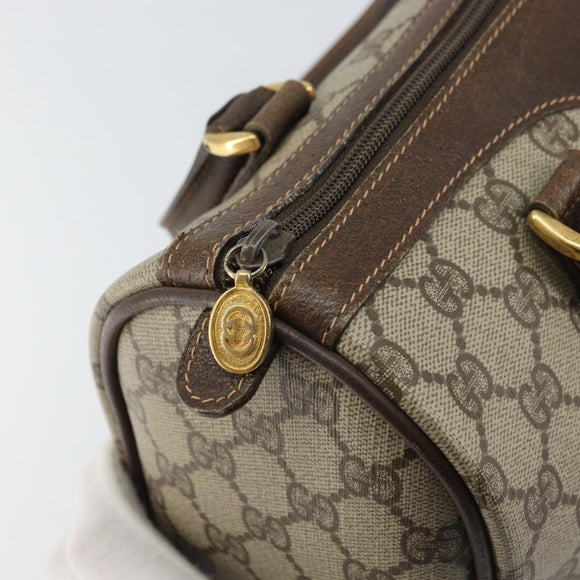 GUCCI GG Supreme Web Sherry Line Boston Bag PVC Beige Gold 40 02 006 Auth BA8851