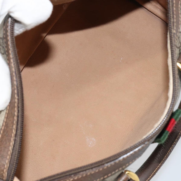 GUCCI GG Supreme Web Sherry Line Boston Bag PVC Beige Gold 40 02 006 Auth BA8851