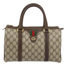 GUCCI GG Supreme Web Sherry Line Boston Bag PVC Beige Gold 40 02 006 Auth BA8851-13