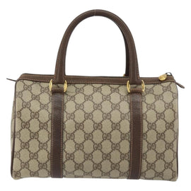 GUCCI GG Supreme Web Sherry Line Boston Bag PVC Beige Gold 40 02 006 Auth BA8851 - 0