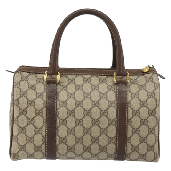 GUCCI GG Supreme Web Sherry Line Boston Bag PVC Beige Gold 40 02 006 Auth BA8851