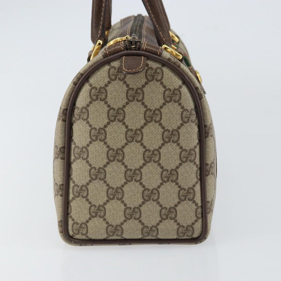 GUCCI GG Supreme Web Sherry Line Boston Bag PVC Beige Gold 40 02 006 Auth BA8851