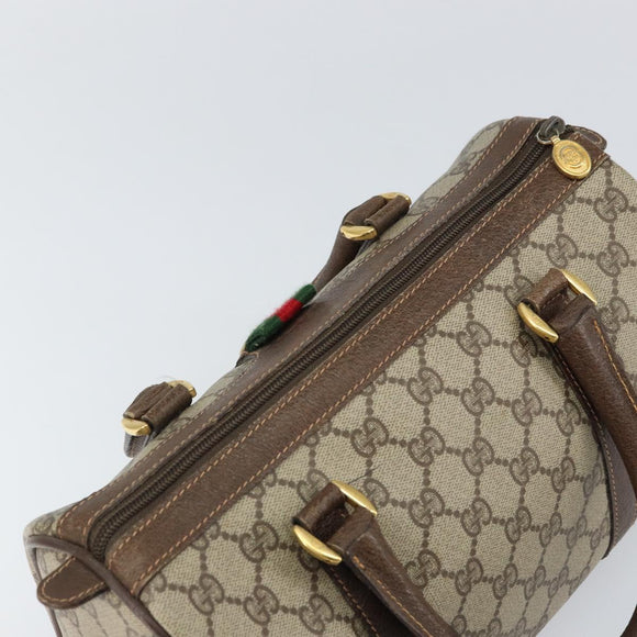 GUCCI GG Supreme Web Sherry Line Boston Bag PVC Beige Gold 40 02 006 Auth BA8851