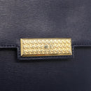 Christian Dior Shoulder Bag Leather Navy Gold Auth BA8852-17