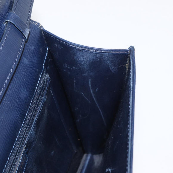 Christian Dior Shoulder Bag Leather Navy Gold Auth BA8852