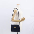 Christian Dior Shoulder Bag Leather Navy Gold Auth BA8852-23