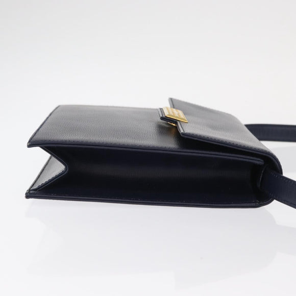 Christian Dior Shoulder Bag Leather Navy Gold Auth BA8852