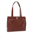 Salvatore Ferragamo Vala Tote Bag Leather Brown Gold Auth BA8853-1