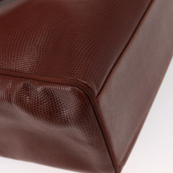 Salvatore Ferragamo Vala Tote Bag Leather Brown Gold Auth BA8853