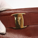Salvatore Ferragamo Vala Tote Bag Leather Brown Gold Auth BA8853-10