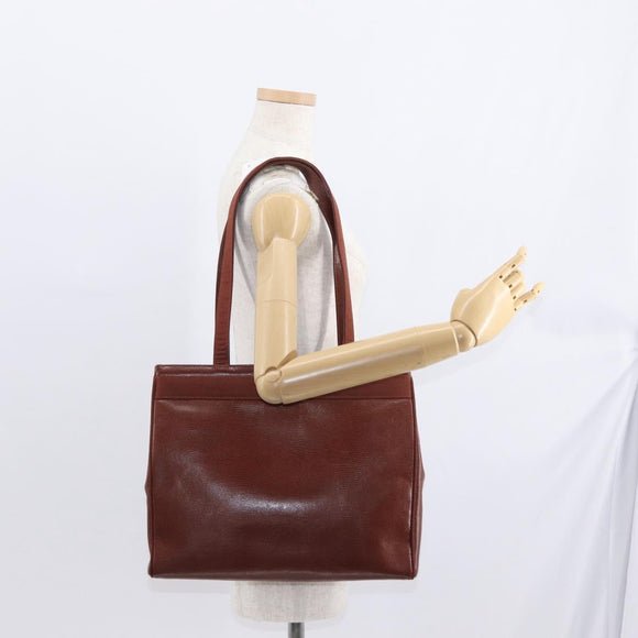 Salvatore Ferragamo Vala Tote Bag Leather Brown Gold Auth BA8853
