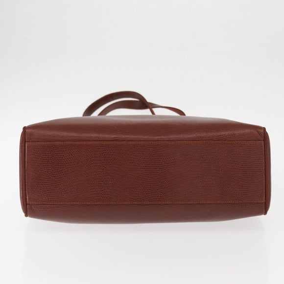 Salvatore Ferragamo Vala Tote Bag Leather Brown Gold Auth BA8853