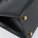 Salvatore Ferragamo Vala Hand Bag Leather Navy Gold Auth BA8854-13