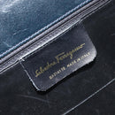 Salvatore Ferragamo Vala Hand Bag Leather Navy Gold Auth BA8854-15