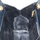Salvatore Ferragamo Vala Hand Bag Leather Navy Gold Auth BA8854-18
