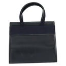 Salvatore Ferragamo Vala Hand Bag Leather Navy Gold Auth BA8854-3