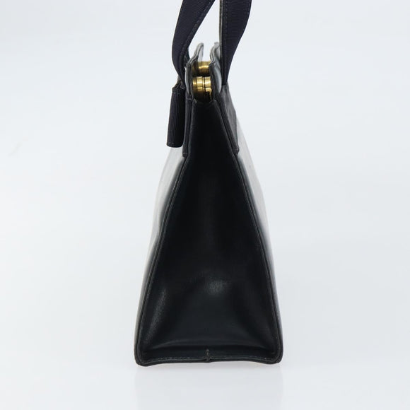 Salvatore Ferragamo Vala Hand Bag Leather Navy Gold Auth BA8854