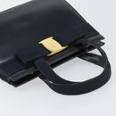 Salvatore Ferragamo Vala Hand Bag Leather Navy Gold Auth BA8854-6