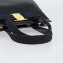 Salvatore Ferragamo Vala Hand Bag Leather Navy Gold Auth BA8854-7