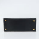 Salvatore Ferragamo Vala Hand Bag Leather Navy Gold Auth BA8854-9
