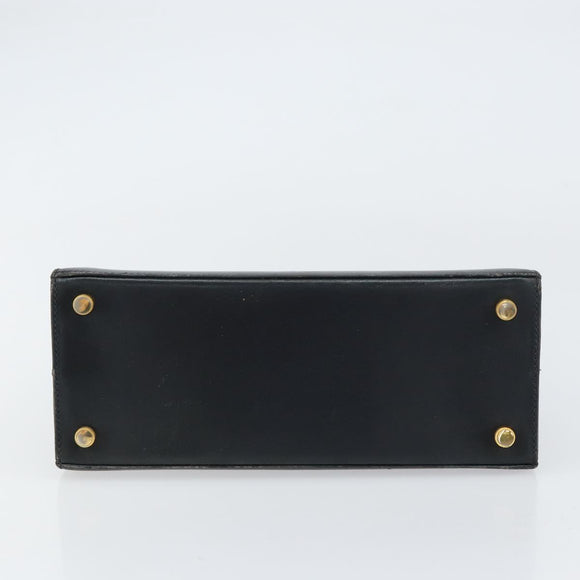 Salvatore Ferragamo Vala Hand Bag Leather Navy Gold Auth BA8854
