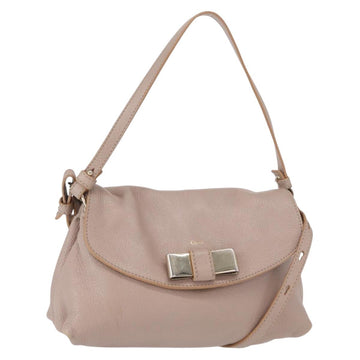 Chloe Lily Hand Bag Leather 2way Pink Gold Silver Auth BA8857