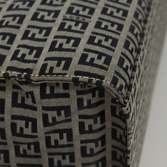 FENDI Zucchino Canvas Tote Bag Navy Silver Auth BA886V