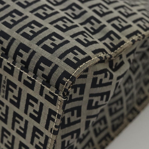 FENDI Zucchino Canvas Tote Bag Navy Silver Auth BA886V