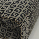 FENDI Zucchino Canvas Tote Bag Navy Silver Auth BA886V-15