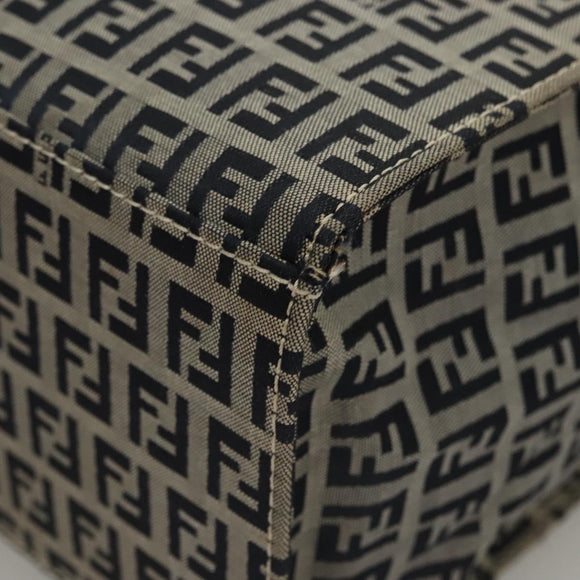 FENDI Zucchino Canvas Tote Bag Navy Silver Auth BA886V