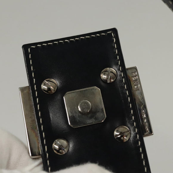 FENDI Zucchino Canvas Tote Bag Navy Silver Auth BA886V