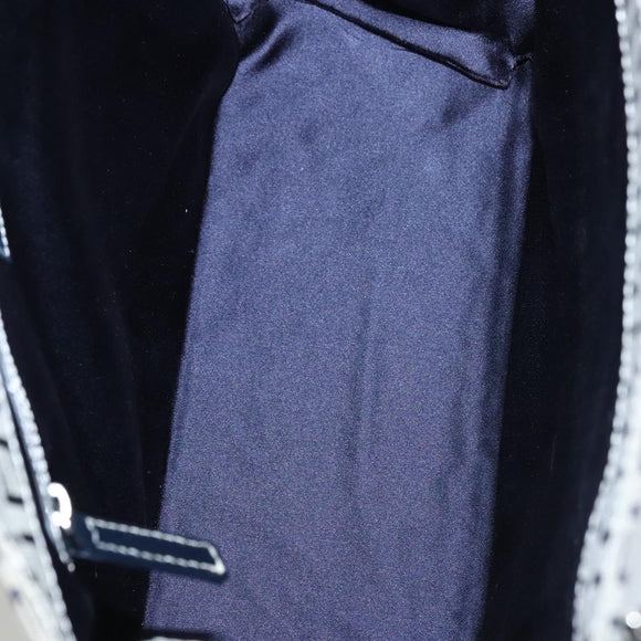 FENDI Zucchino Canvas Tote Bag Navy Silver Auth BA886V