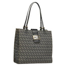 FENDI Zucchino Canvas Tote Bag Navy Silver Auth BA886V-1