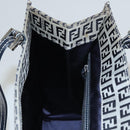 FENDI Zucchino Canvas Tote Bag Navy Silver Auth BA886V-21