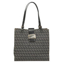 FENDI Zucchino Canvas Tote Bag Navy Silver Auth BA886V-13